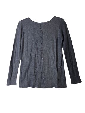 Majestic Filatures Cashmere blend  Button-Back Long Sleeve Top - Charcoal Gray